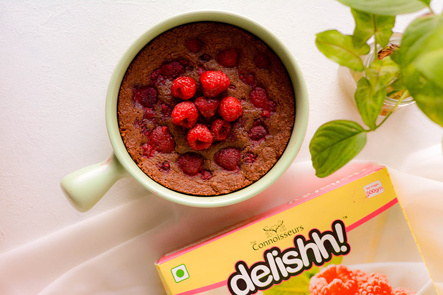 SKILLET CHOCOLATE BROWINE WITH RASPBERRIES